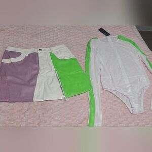 Posh By V/Colorblock Skirt and Bodysuit Set - W Sz Medium
